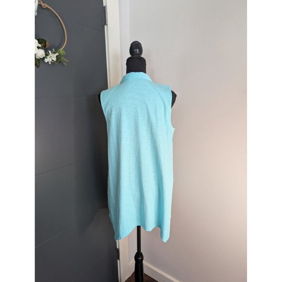 Soft Surroundings Danielle Button Light‎ Aqua Turquoise Sleeveless Tunic - M - Picture 4 of 11
